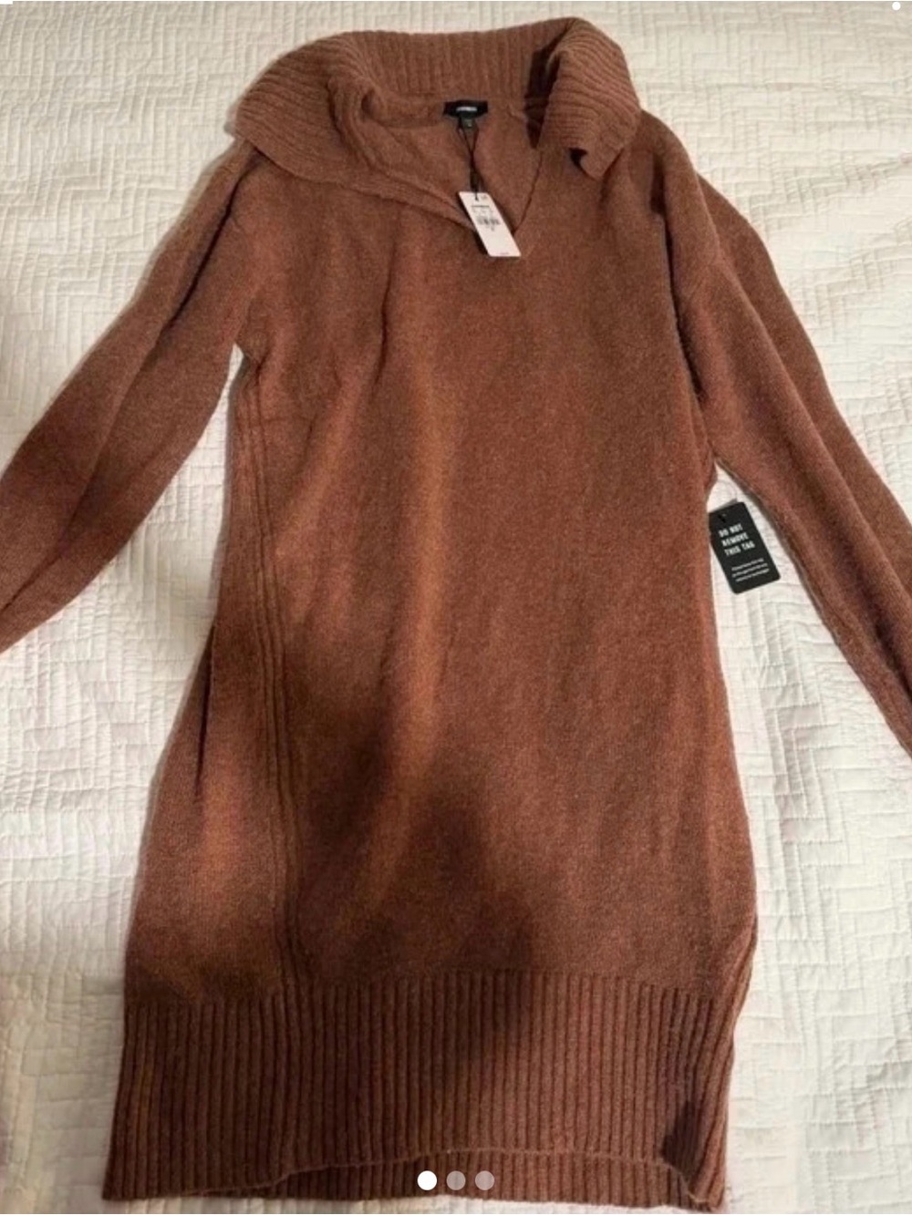 Express Brown Cowl Neck Sweater Dress